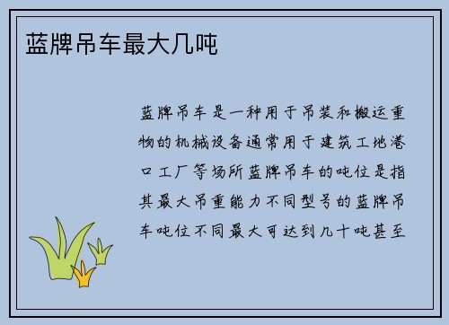 蓝牌吊车最大几吨
